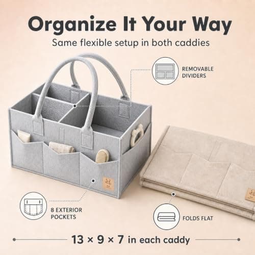 HIPHOP PANDA 2-Pack Diaper Caddy Organizer - Newborn Essentials Baby Registry Must Haves - Sturdy Nursery Storage Bin & Portable Car Caddy — 3 of 5