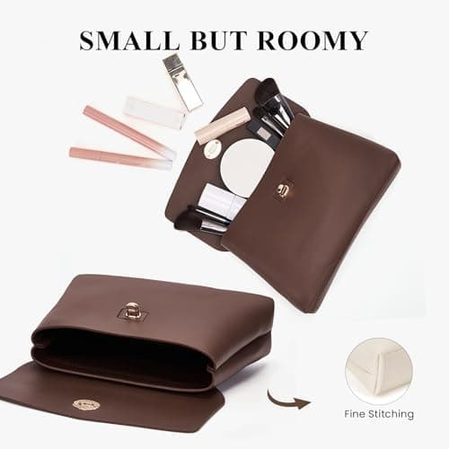 HiTotes Makeup Bag Travel Makeup Pouch for Women Small Cosmetic Pouch PU Leather Pouch Bag Clutch Purse with Water-Resistant Material and Zipper — 3 of 5
