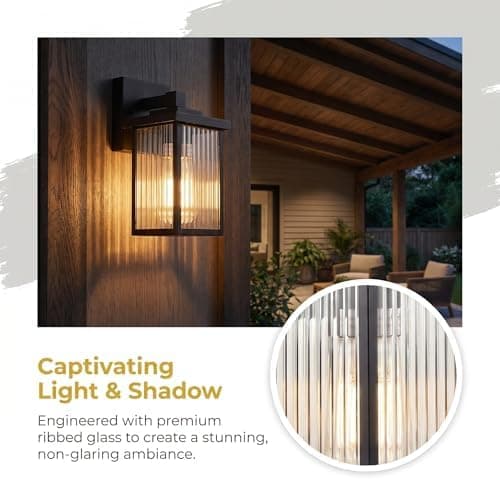 hameso Black Wall Mount Porch Lights Modern Outdoor Lighting Fixtures with Weatherproof Construction and Sleek Contemporary Architectural Design — 3 of 5