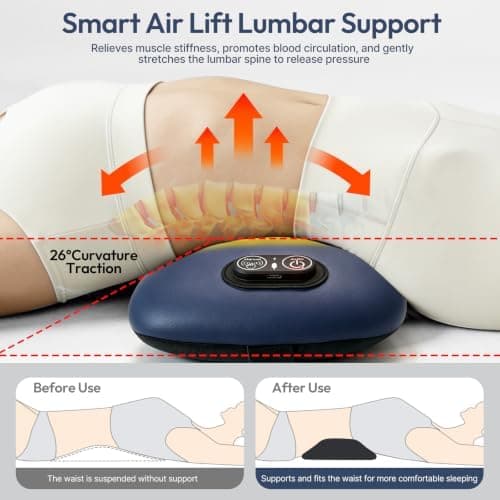 RoundT2 4-in-1 Electric Lumbar Support Pillow Featuring Red and Infrared Light Therapy, Ergonomic Back Cushion Design, Adjustable Heat and Relief — 4 of 5