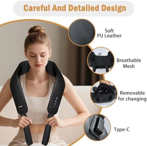 Joyset Cordless Neck and Shoulder Massager with Heat, 4D Shiatsu Kneading, Ergonomic Design and Adjustable Speed Settings for Deep Tissue Relief — 3 of 5
