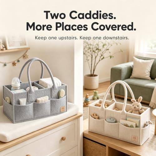 HIPHOP PANDA 2-Pack Diaper Caddy Organizer - Newborn Essentials Baby Registry Must Haves - Sturdy Nursery Storage Bin & Portable Car Caddy — 5 of 5