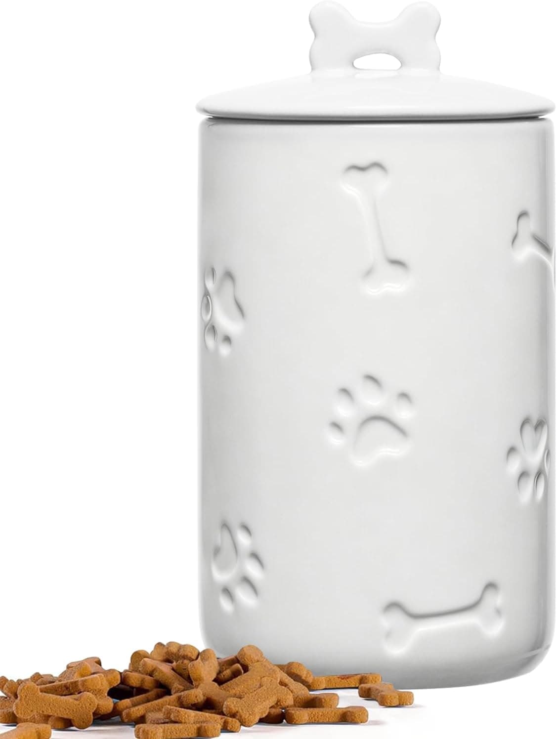 Ceramic Dog Treat Jar with Airtight Lid 9x5 Inches Food Storage Container for Pet Snacks and Biscuits with Moisture-Proof Seal Design — 2 of 5