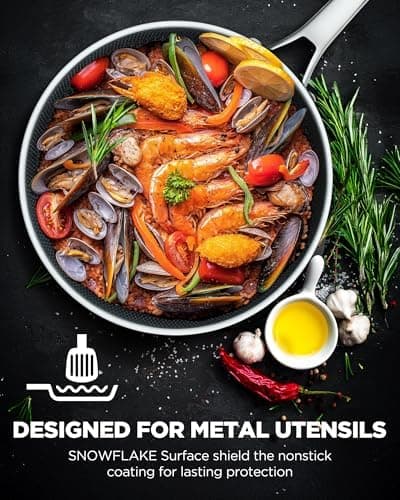 SNOWCLAD Pots and Pans Set Non Stick with Stainless Steel Kitchen Cookware Durable Build Oven Safe Design and Even Heat Distribution Performance — 5 of 5