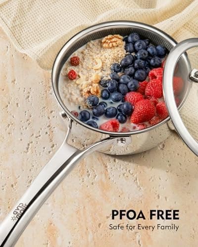 SNOWCLAD Pots and Pans Set Non Stick with Stainless Steel Kitchen Cookware Durable Build Oven Safe Design and Even Heat Distribution Performance — 3 of 5