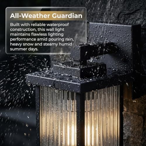 hameso Black Wall Mount Porch Lights Modern Outdoor Lighting Fixtures with Weatherproof Construction and Sleek Contemporary Architectural Design — 4 of 5