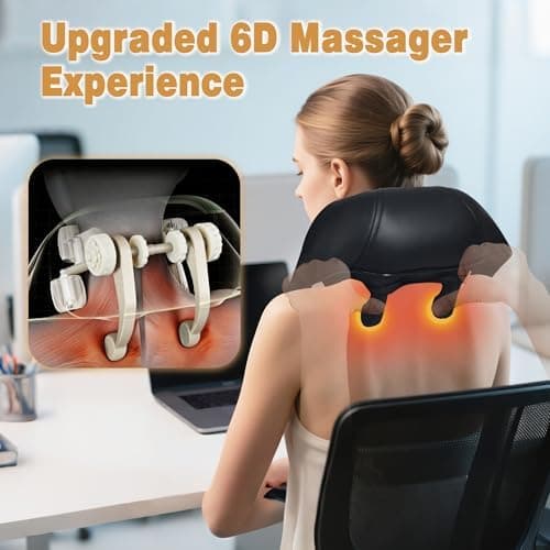 Joyset Cordless Neck and Shoulder Massager with Heat, 4D Shiatsu Kneading, Ergonomic Design and Adjustable Speed Settings for Deep Tissue Relief — 4 of 5