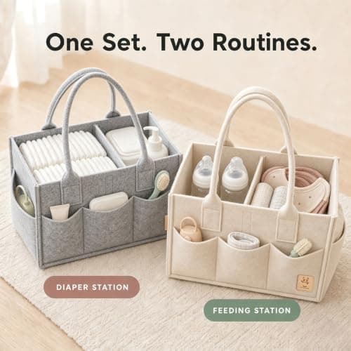 HIPHOP PANDA 2-Pack Diaper Caddy Organizer - Newborn Essentials Baby Registry Must Haves - Sturdy Nursery Storage Bin & Portable Car Caddy — 2 of 5