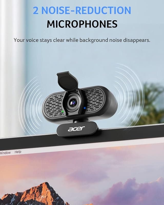 Acer A610 1080p Webcam for PC with Built-In Microphones Computer Camera for Meeting Video Calling and Streaming Performance — 3 of 5
