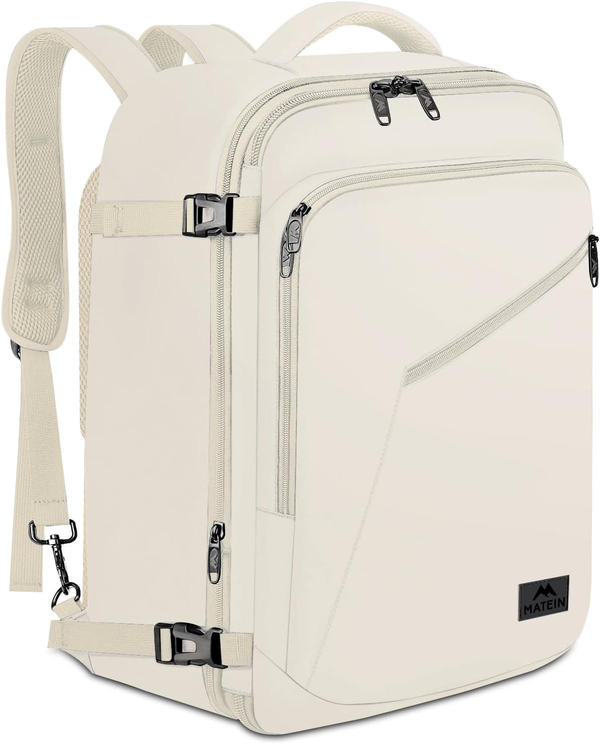 MATEIN Beige Travel Backpack for Women, Carry on Bag with Hidden Shoulder Strap, Spacious Storage Capacity, Durable Material, and Luggage Strap — 1 of 5