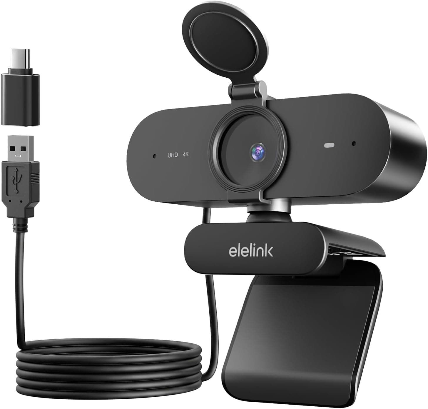 4K USB Webcam for PC with Auto Focus Streaming, Dual Noise Reduction Microphones, Crystal Clear Video Quality and Smooth Plug and Play Setup — 1 of 5
