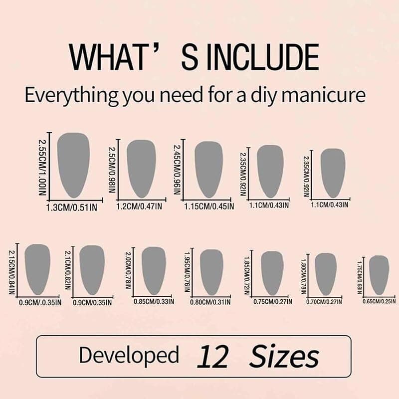 Luxury Rhinestones Press On Nails Medium Almond Shape with 12 Different Sizes and Complete 24-Piece Nail Kit for Easy At-Home Manicures — 5 of 5