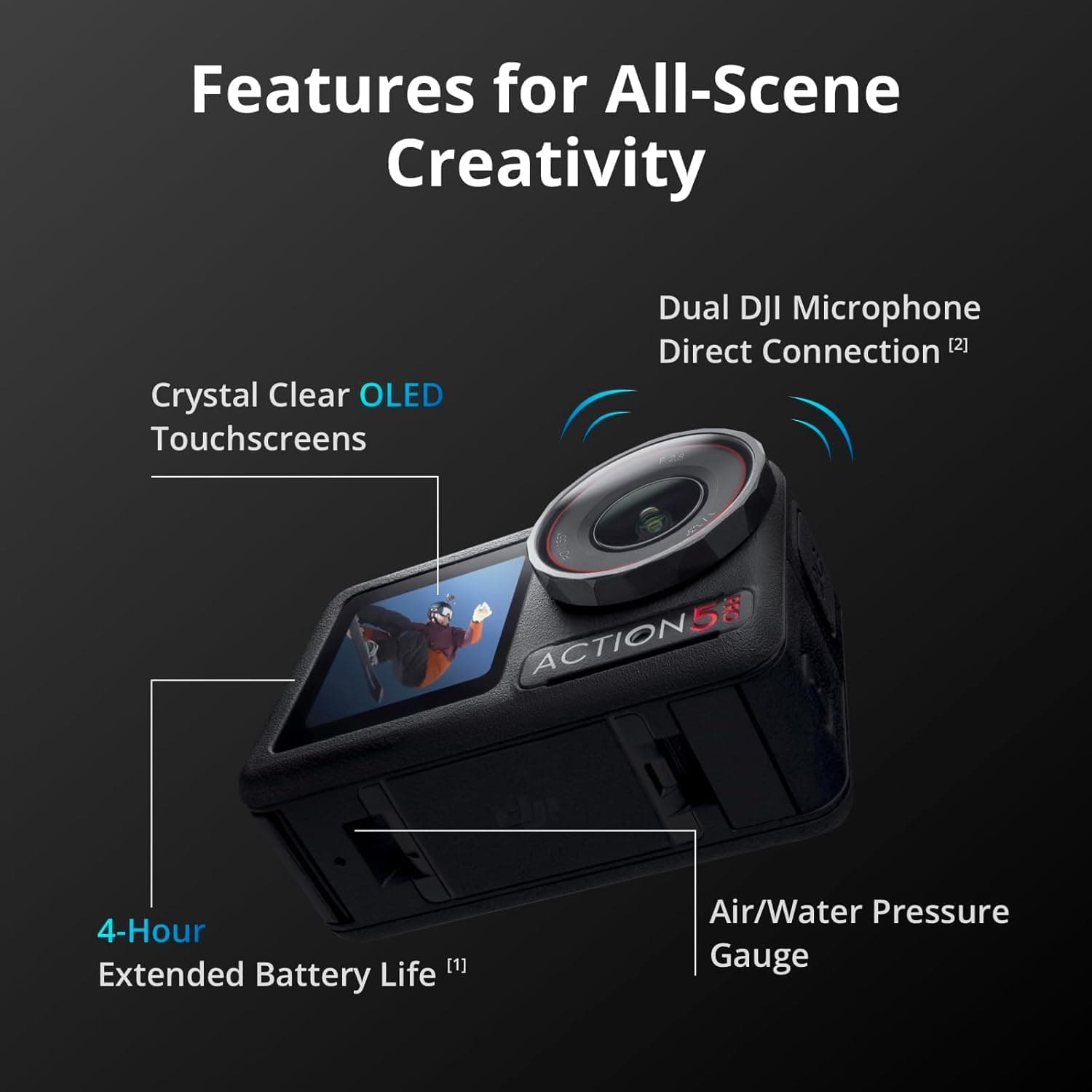 DJI Osmo Action 5 Pro Waterproof Action Camera Bundle Featuring Advanced 1.3-Inch Sensor, 4K Video Recording and Durable All-Weather Construction — 4 of 5