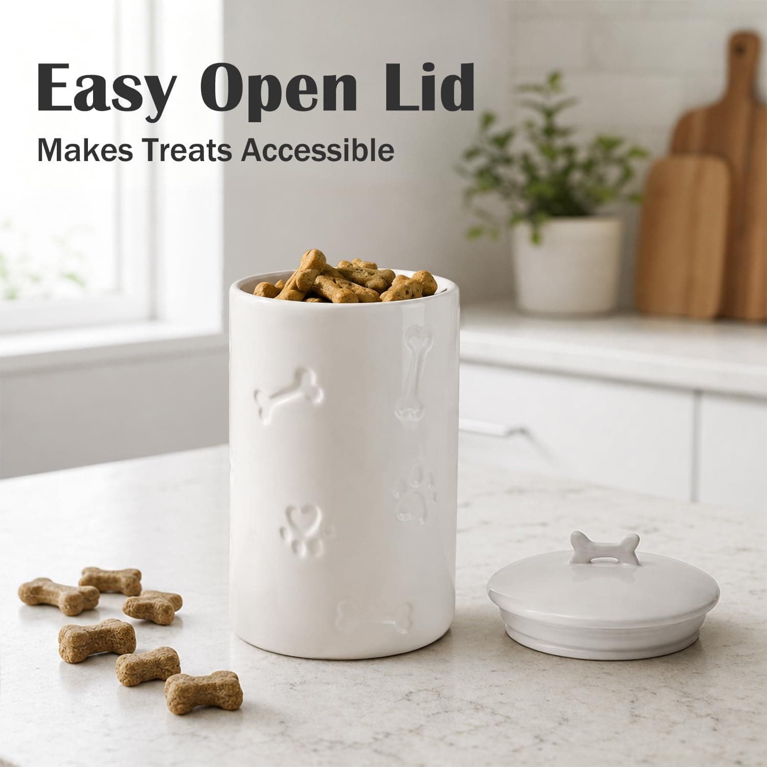 Ceramic Dog Treat Jar with Airtight Lid 9x5 Inches Food Storage Container for Pet Snacks and Biscuits with Moisture-Proof Seal Design — 5 of 5