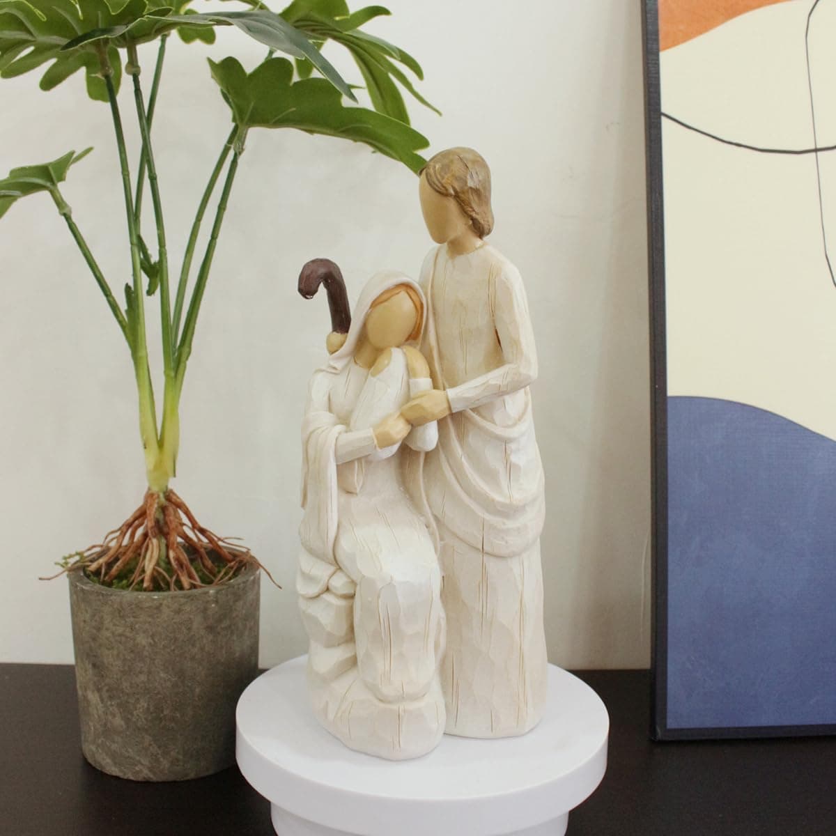 Ouwealy 8.3 Inch Nativity Set Indoor Jesus Figure Nativity Scene Handcrafted Resin Holy Family Statue with Virgin Mary Joseph Figurine — 5 of 5