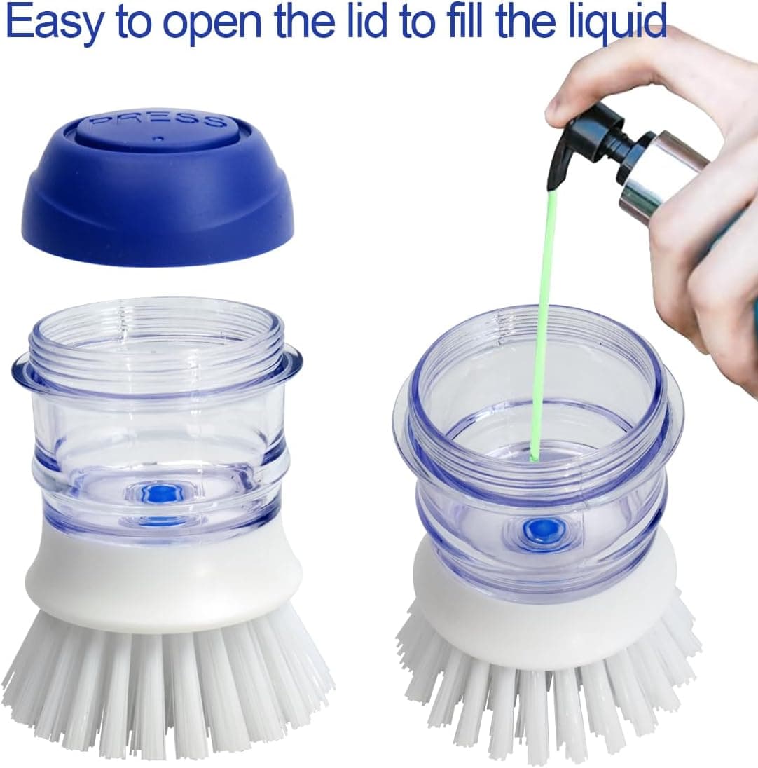 Dish Brush with Soap Dispenser 2 Pack Kitchen Cleaning Tool for Pots Pans and Dishes Featuring Ergonomic Handle and Durable Scrubbing Bristles — 5 of 5