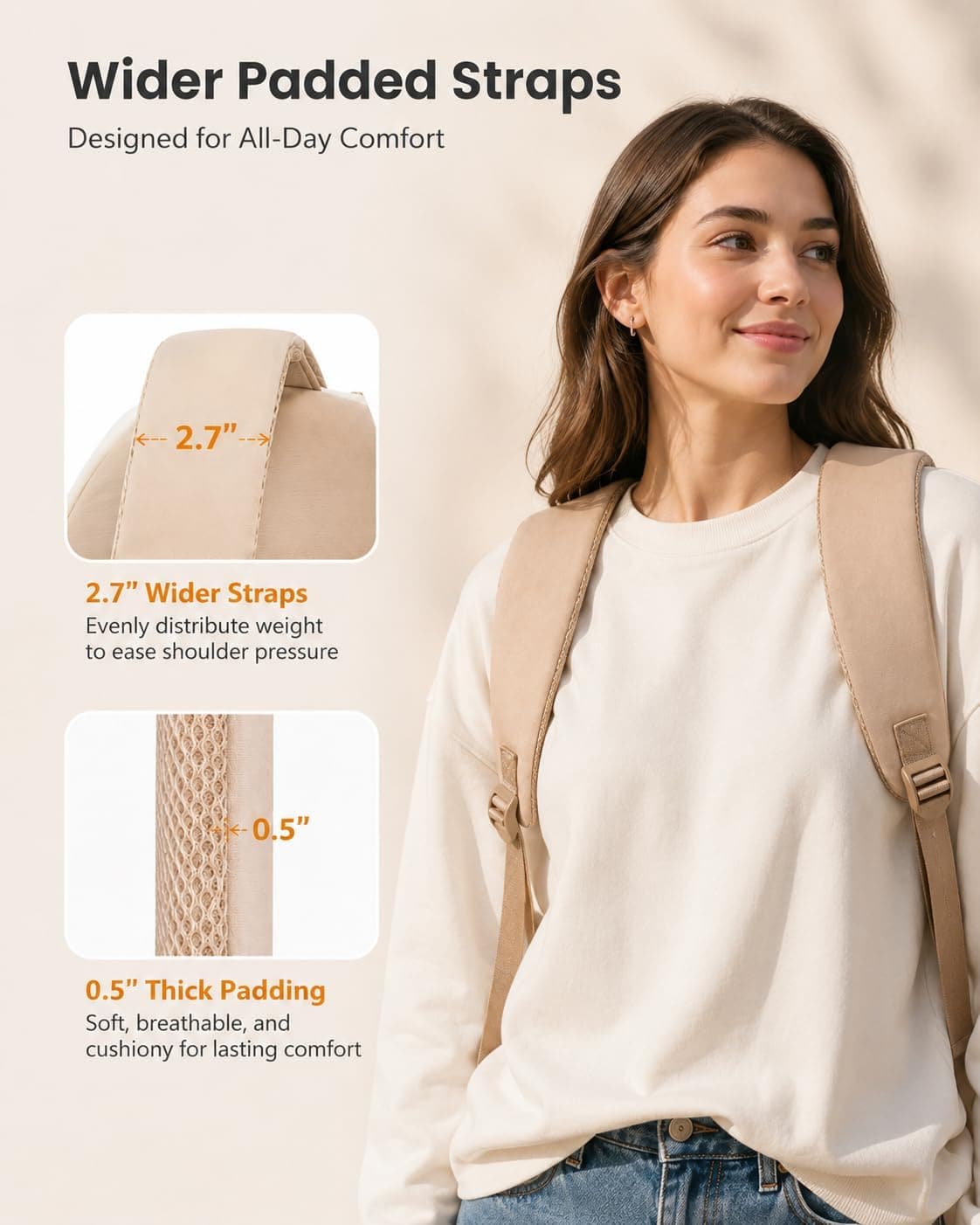 Stylish Water-Resistant Laptop Backpack for Women and Teens Featuring Spacious Storage Compartments, USB Charging Port, and Durable Casual Travel — 5 of 5
