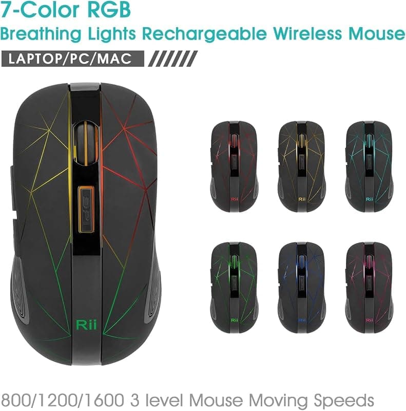 Rii LED Wireless Mouse 2.4G Ergonomic Optical Mouse with USB Receiver Rechargeable Portable Computer Mice for PC Mac Tablet Chromebook Notebook Laptop — 2 of 5