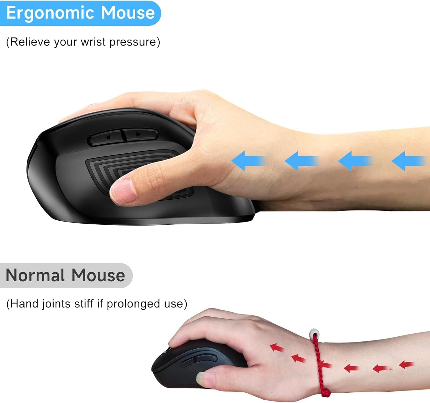 memzuoix Ergonomic Wireless Mouse 2.4G Optical Cordless with Adjustable 800 1200 1600 DPI, Vertical Computer Design for Laptop, PC, Mac, Desktop — 3 of 5
