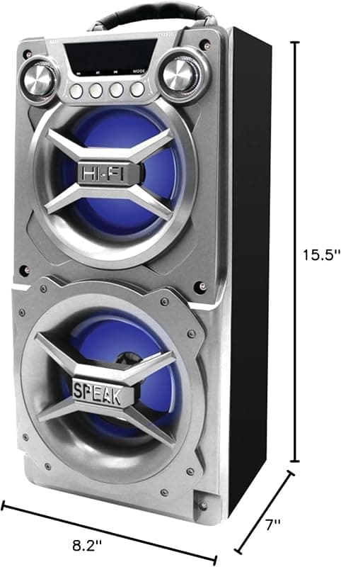Portable Bluetooth Speaker Compatible with iPhone iPad and Android Featuring Double Subwoofer Heavy Bass Ideal for Events in Silver Finish — 2 of 2