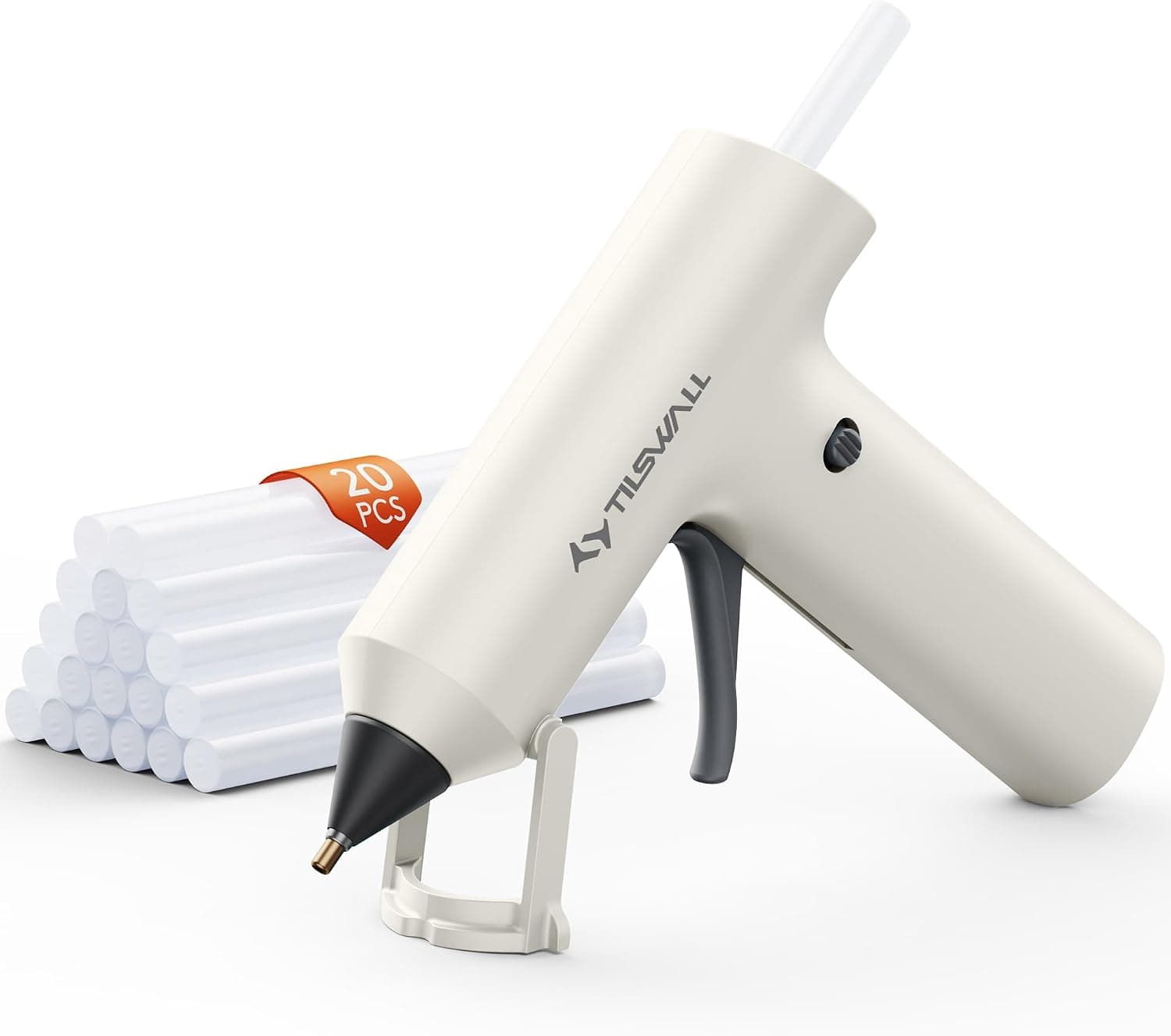 Tilswall Cordless Hot Glue Gun W106s with Rechargeable 2Ah Battery in Sleek White Finish for Crafting, Repairs, and Quick Home DIY Projects — 1 of 5