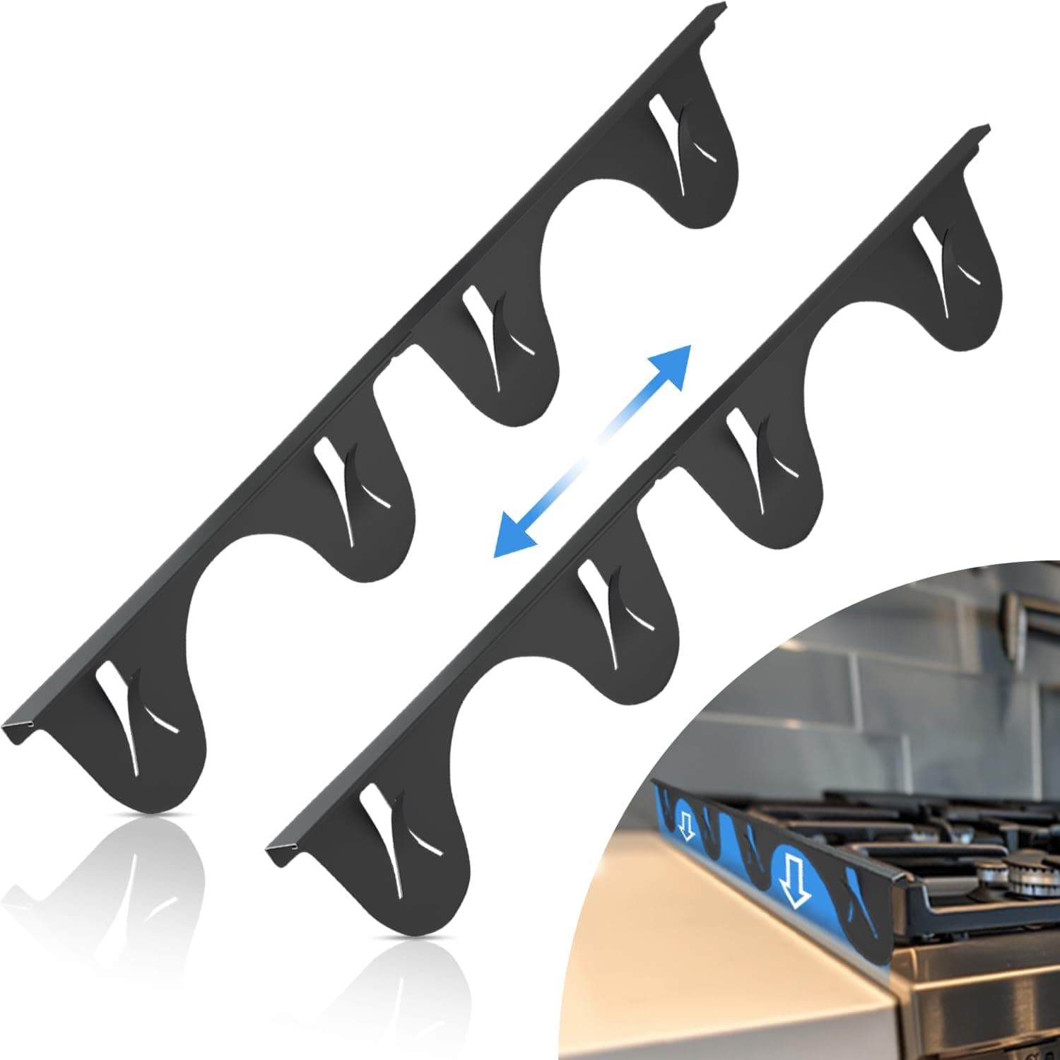 Stainless Steel Stove Gap Cover 2 Pack Heat Resistant Kitchen Counter Guard Easy Clean Gap Filler for Oven Range and Countertop Protection — 2 of 5