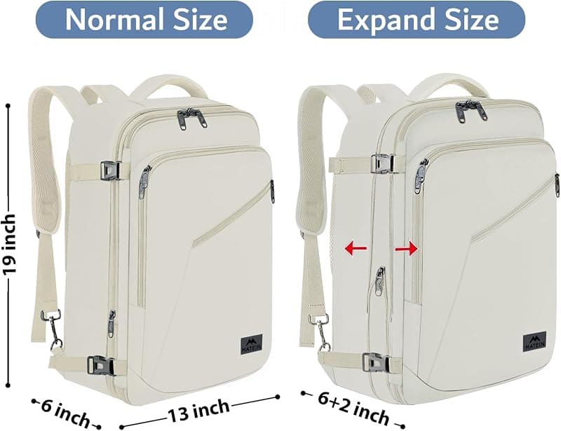 MATEIN Beige Travel Backpack for Women, Carry on Bag with Hidden Shoulder Strap, Spacious Storage Capacity, Durable Material, and Luggage Strap — 5 of 5