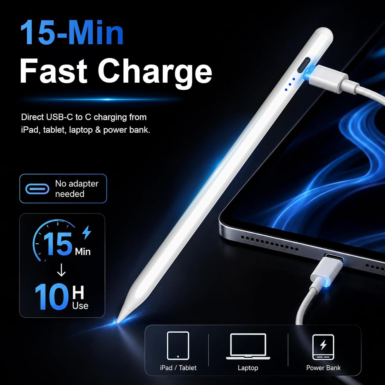 HATOKU Stylus Pen for Apple iPad 2018-2026 with Magnetic Attachment for Precise Note-Taking and Smooth Digital Drawing Experience — 2 of 5