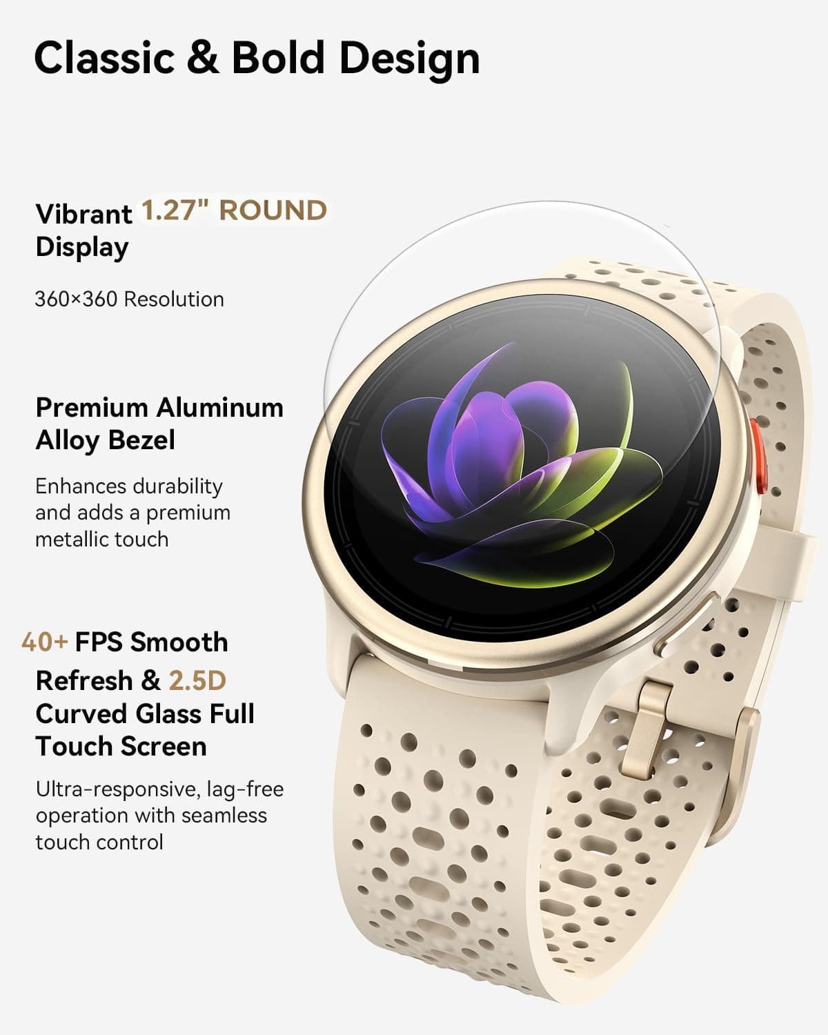 Quican Smart Watch with Ultra-HD Display, Bluetooth Calling, AI Voice Assistant, 24/7 Health Tracking, and 110+ Sports Modes with Two Interchangeable — 4 of 5