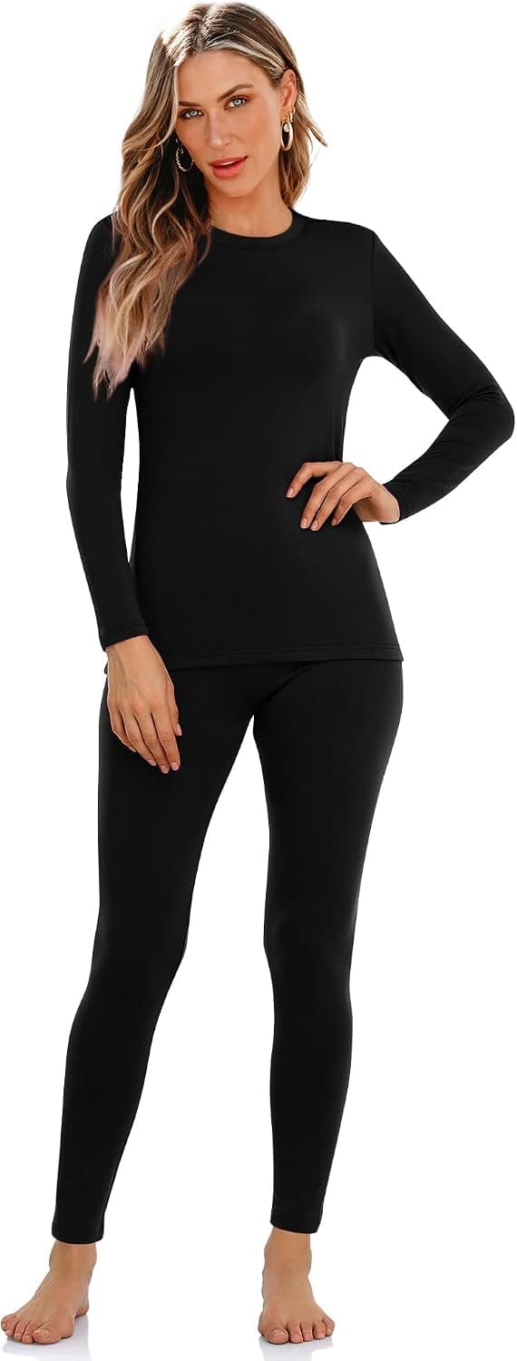 Thermal Fleece-Lined Womens Long Johns Lounge Set with Ultra-Soft Insulated Interior, Moisture-Wicking Fabric and Snug Winter Weather Fit — 3 of 5