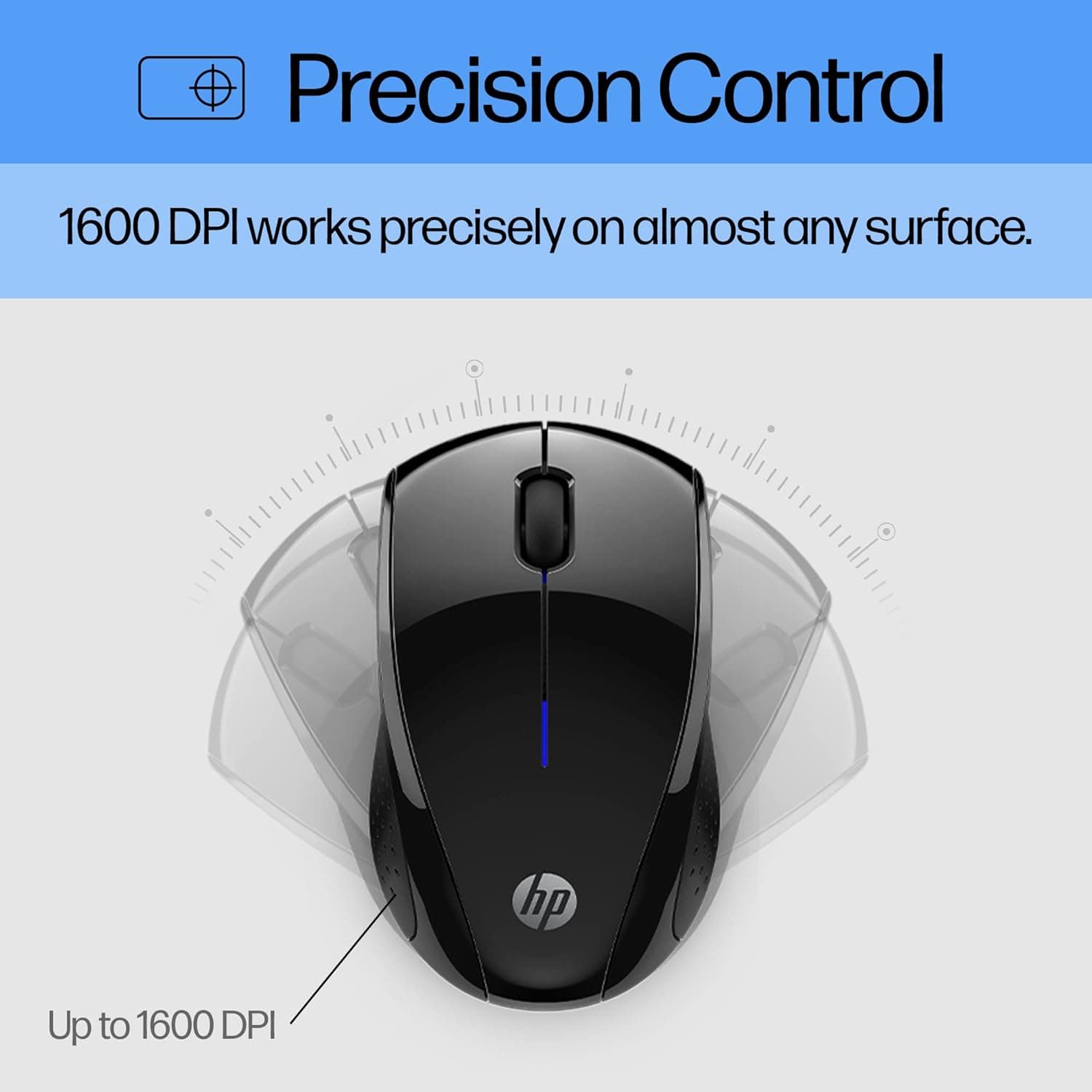 HP X3000 G2 Wireless Mouse with Ambidextrous 3-Button Control, Multi-Surface Technology, 1600 DPI Optical Sensor and 15-Month Battery Life Black — 5 of 5