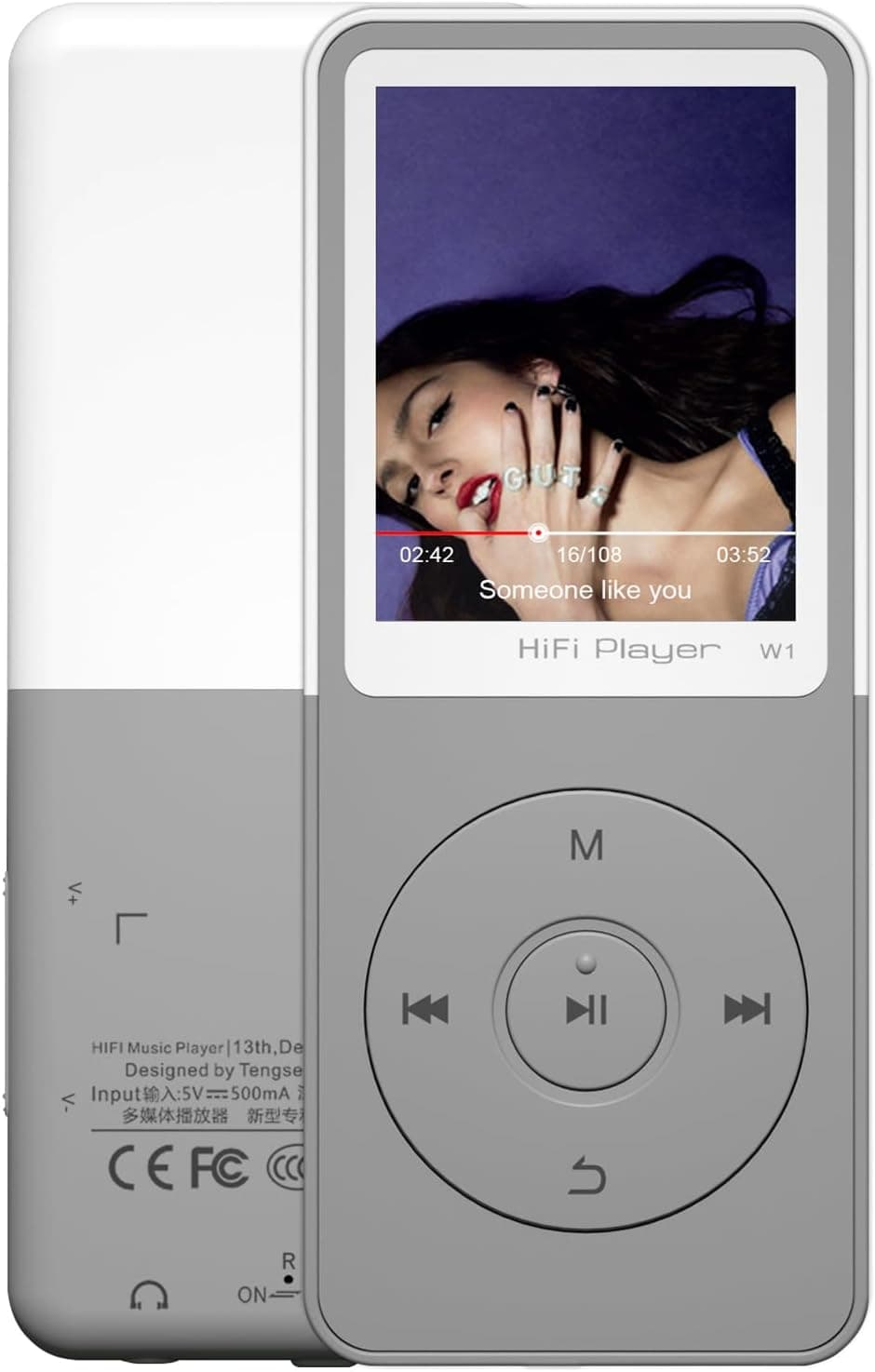 Compact MP3 Player with Bluetooth 5.3 Connectivity, 1.8-Inch Display Screen, 64GB Internal Storage Capacity and Hi-Fi Sound Quality for Music