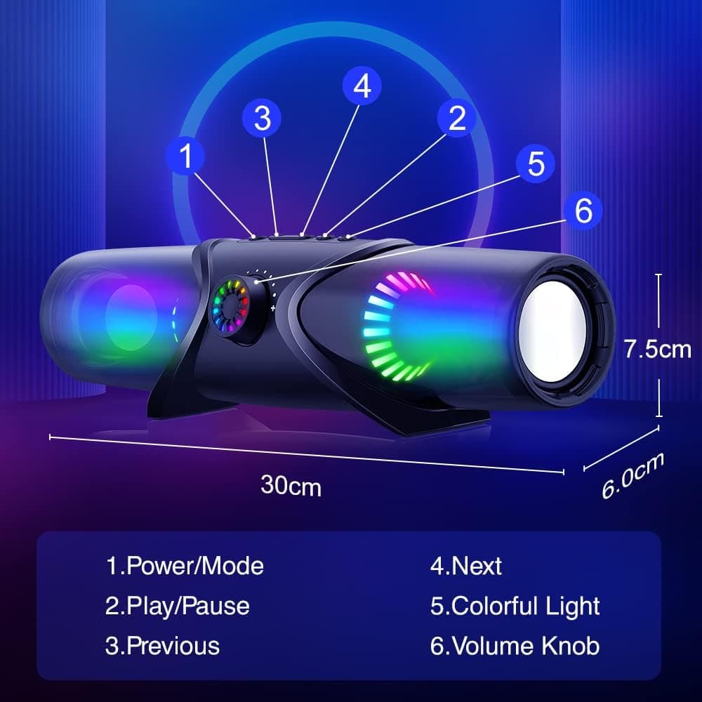 Bluetooth SoundBar Computer Speakers with RGB Subwoofer, Immersive Desktop Audio, Wired and Wireless Connection Options, Compact Modern Design — 2 of 5