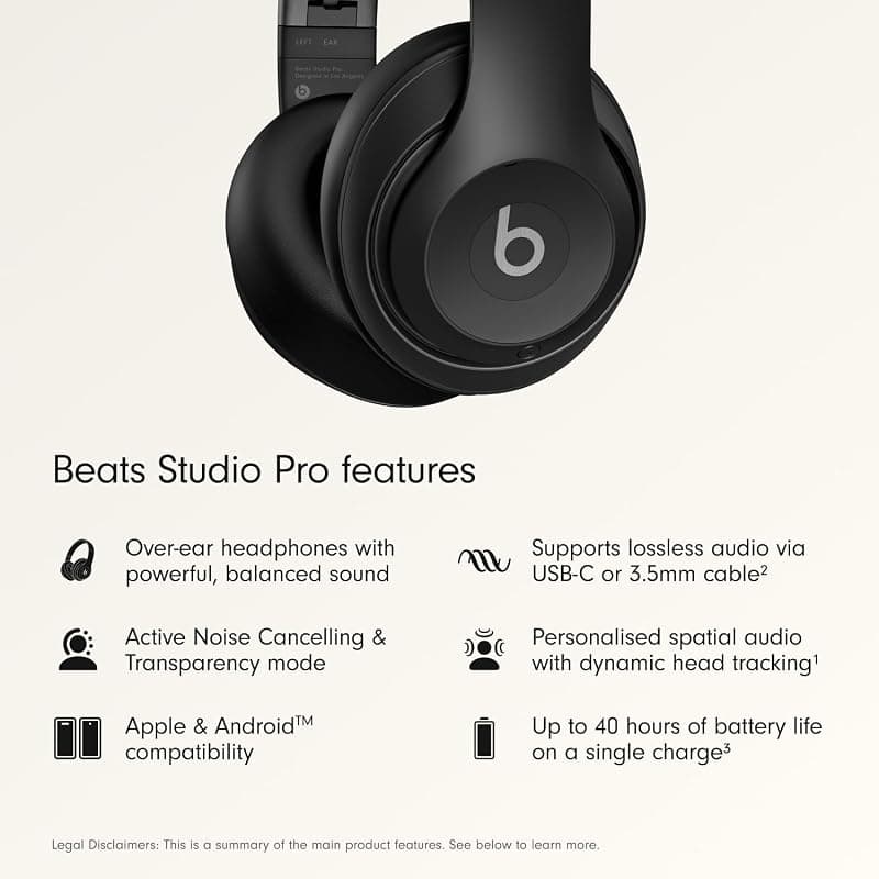 Beats Studio Pro Premium Wireless Over-Ear Headphones with Up to 40-Hour Battery Life, Active Noise Cancelling, and USB-C Lossless Audio Support — 2 of 5