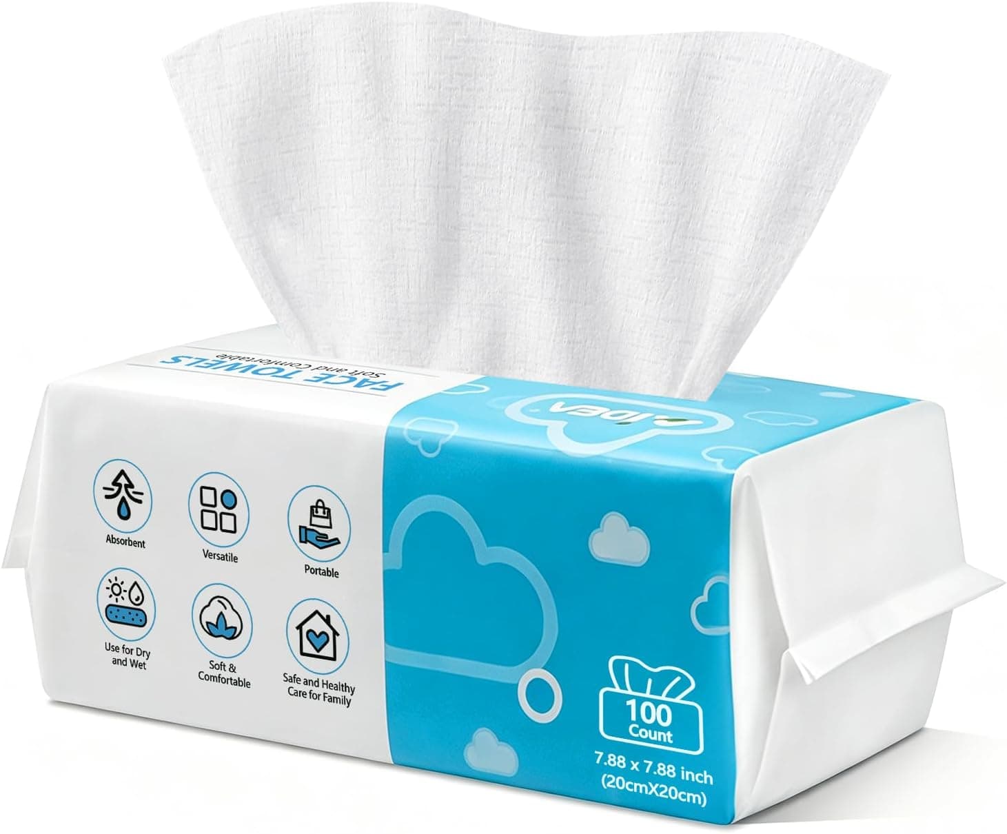AlDEA Disposable Face Towels 100Ct Pack for Sensitive Skin with Soft Gentle Texture and Ultra-Absorbent Daily Cleansing Performance — 1 of 5