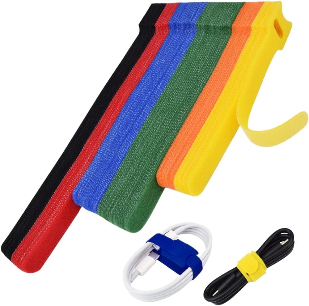 Reusable Multicolor Hook and Loop Cable Ties in Assorted Sizes for Cord Management, Wire Organization, and Home Office Organization — 2 of 5