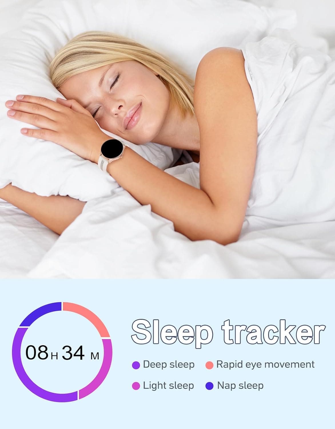 HUAKUA Smart Watch for Women and Men with Bluetooth Call Answering and Making, Fitness Tracker for iPhone and Android in Cream — 5 of 5