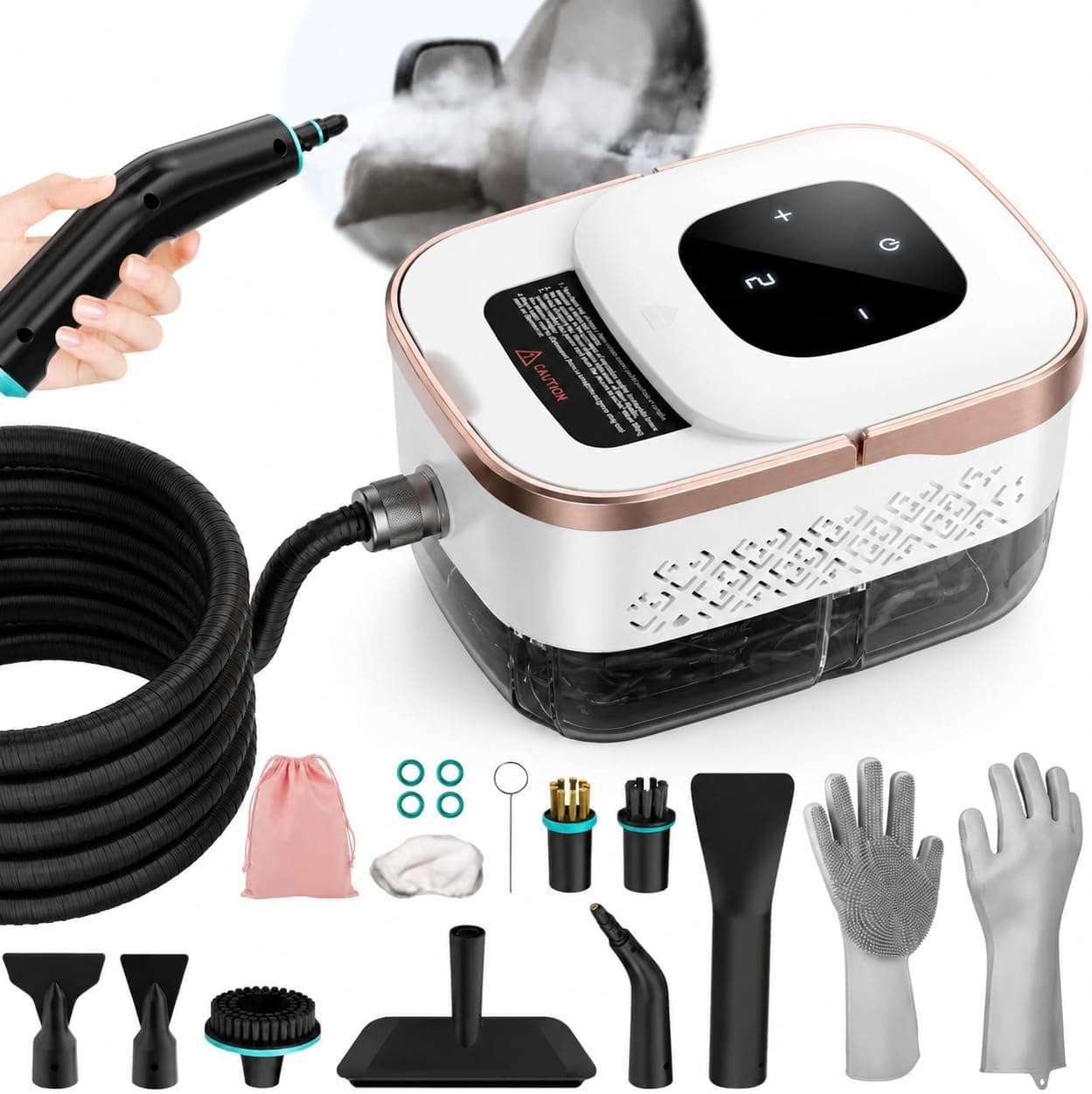 1500W High-Temperature Steam Cleaner with 6 Steam Levels, 42oz Water Tank, 11 Included Accessories for Tile, Kitchen, Bathroom and Car Cleaning — 1 of 5