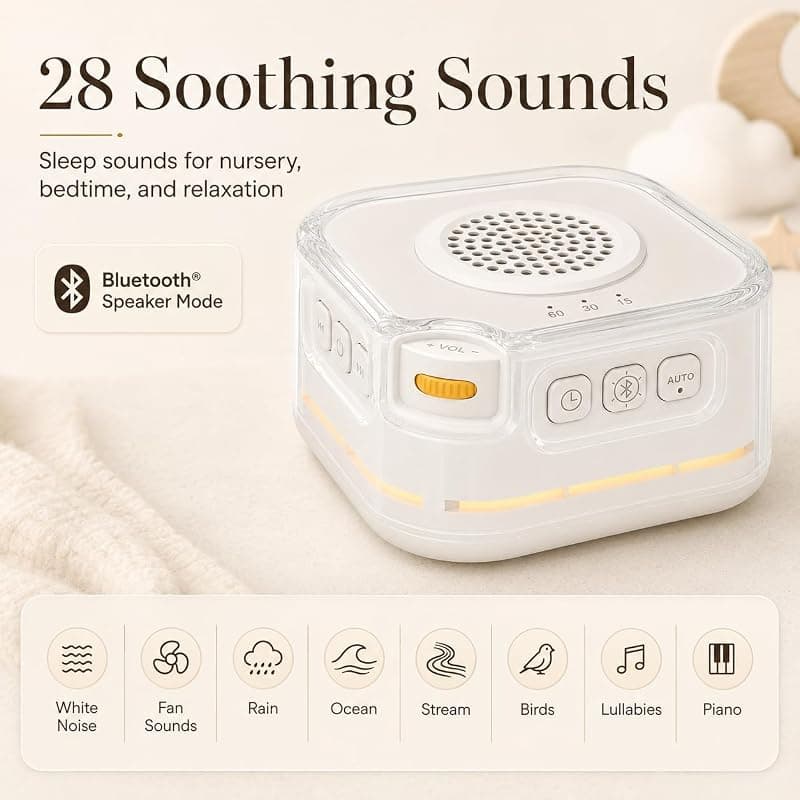 White Noise Machine for Baby Sleep with Bluetooth Speaker and Portable Design for Nursery and Travel — 2 of 5