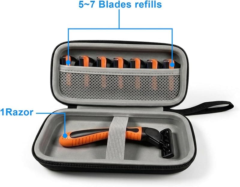 Razor Cover Travel Razor Case Compatible with Gillette and Harrys Mens Cord Travel Organizer Zipper Carrying Bag Black — 2 of 4