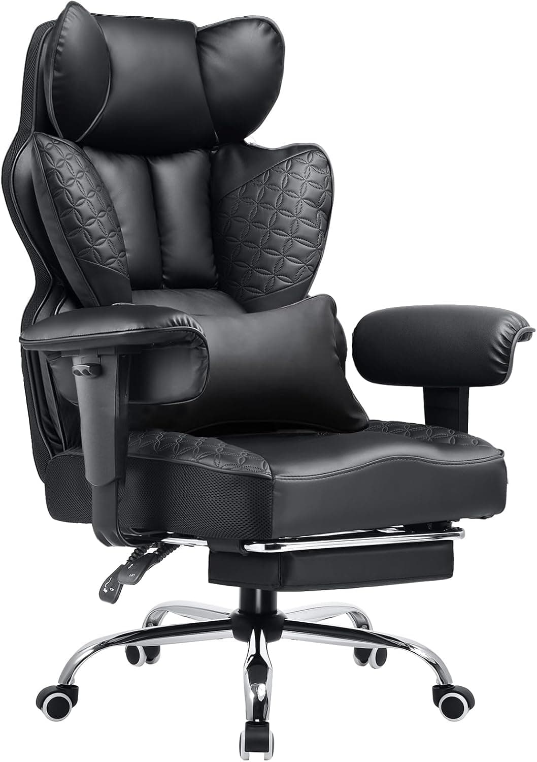 COMHOMA Big and Tall Office Chair Heavy Duty Wide Ergonomic Gaming Chair with Deluxe Embossing Leather Foot Rest and Pocket Spring Back Support — 1 of 5