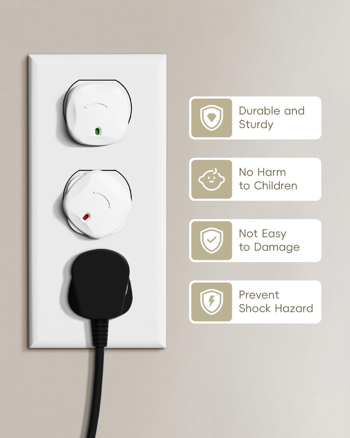 Outlet Plug Covers 40 Pack for Baby Proofing Electrical Outlets with Secure Fit, Durable ABS Material, One-Handed Rotation Design and Safety Indicator — 2 of 5