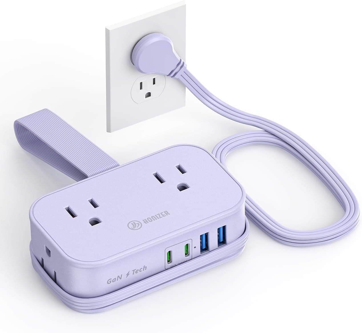 10-in-1 Cruise-Approved Travel Power Strip with 20W USB-C Fast Charging, Compact Flat Plug Design, Surge Protection, and Portable Lightweight Cord — 2 of 5