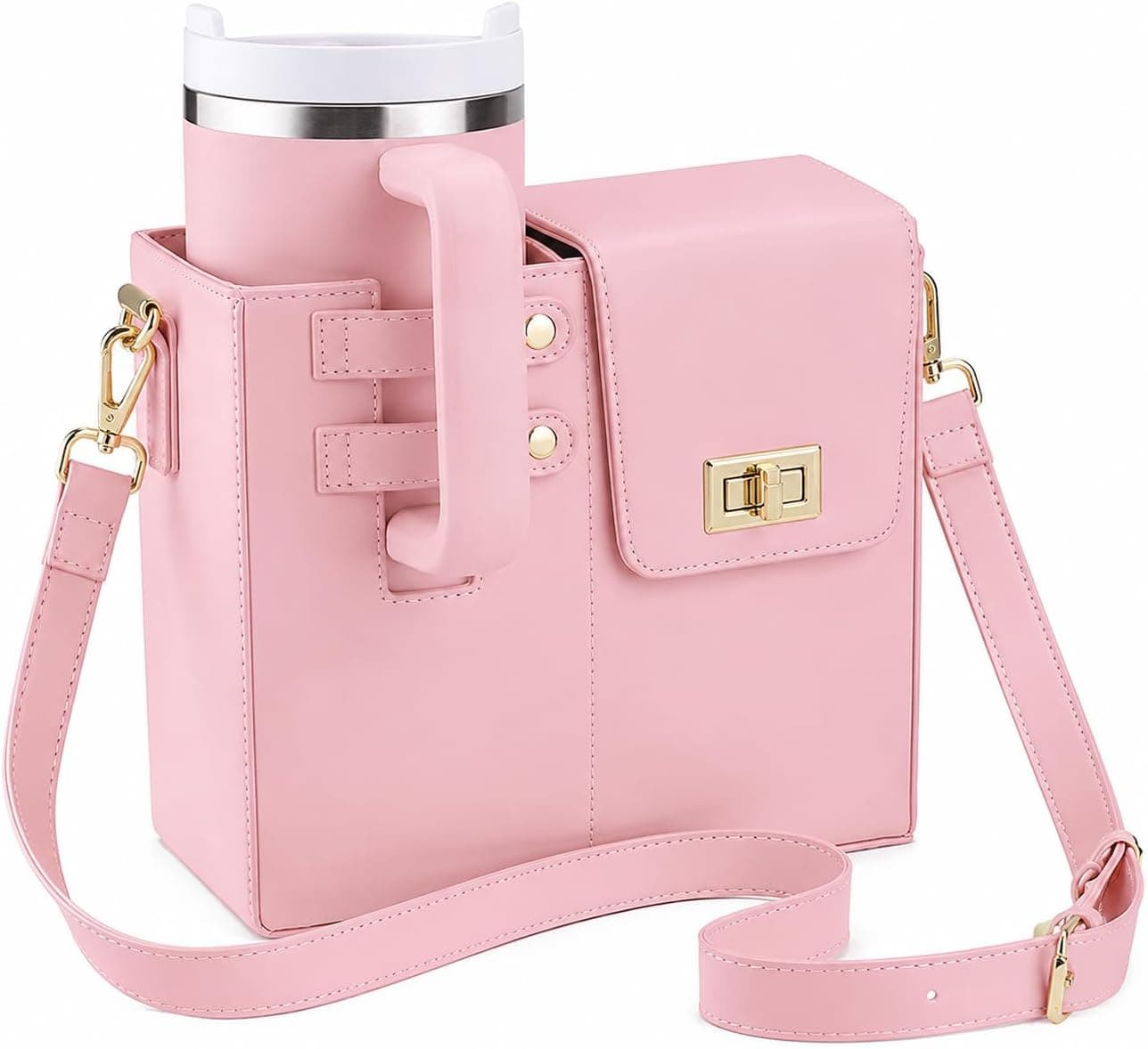 Crossbody Purse for 40oz Tumbler with Water-Resistant PU Leather, Multi-Pocket Organizer, Padded Adjustable Strap and Secure Twist Lock Closure — 2 of 5