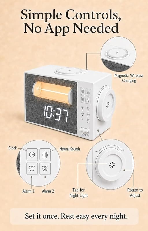 Sunrise Alarm Clock with Sound Machine Wake Up Light Wireless Charger Bluetooth Speaker Natural Sleep Aid and Dual Alarms for Heavy Sleepers — 5 of 5