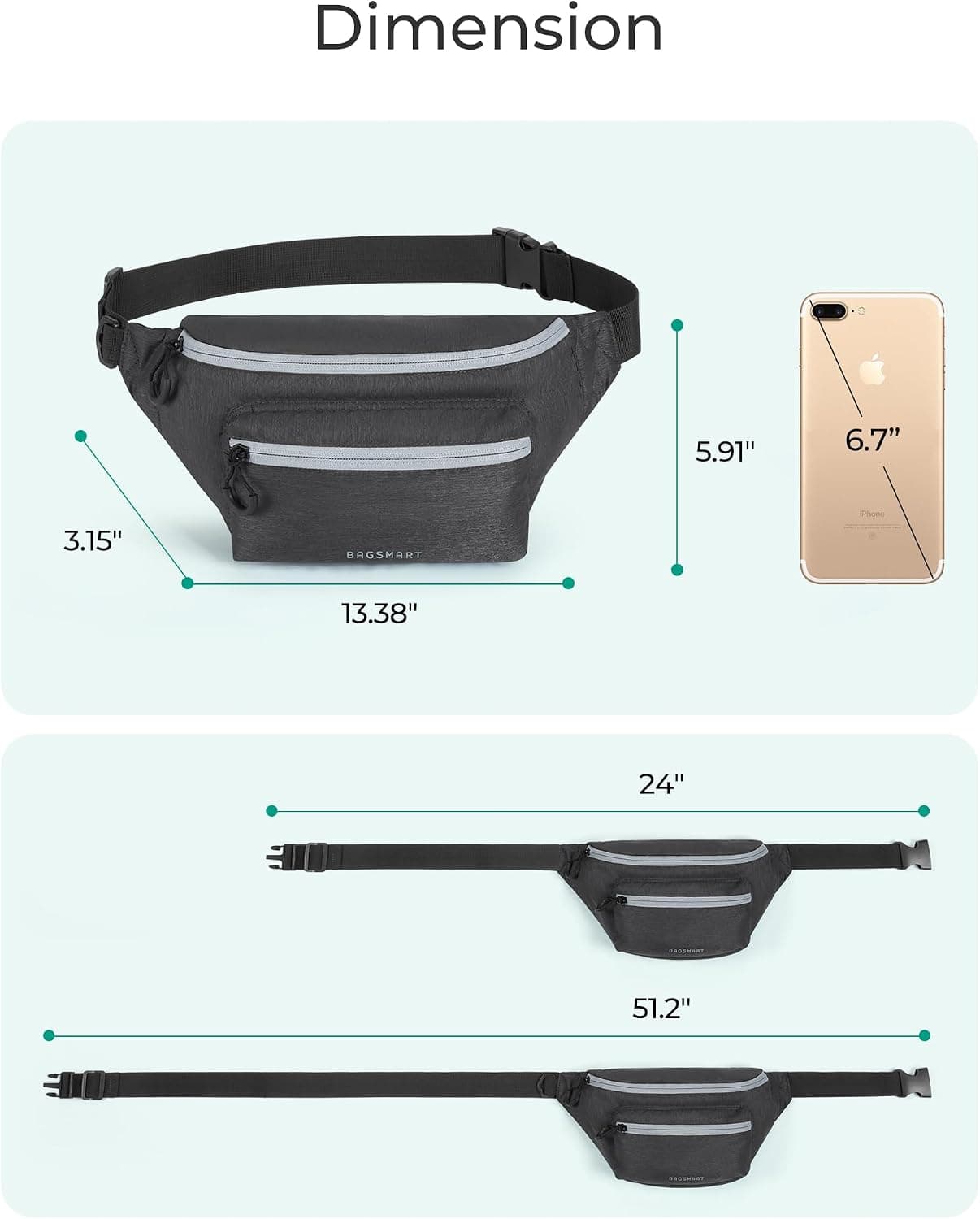 Lightweight Black Fanny Pack with Multi-Compartment Storage, Scratch-Resistant Water-Resistant Fabric, Flip-Top Quick Access and Utility Clip — 3 of 4