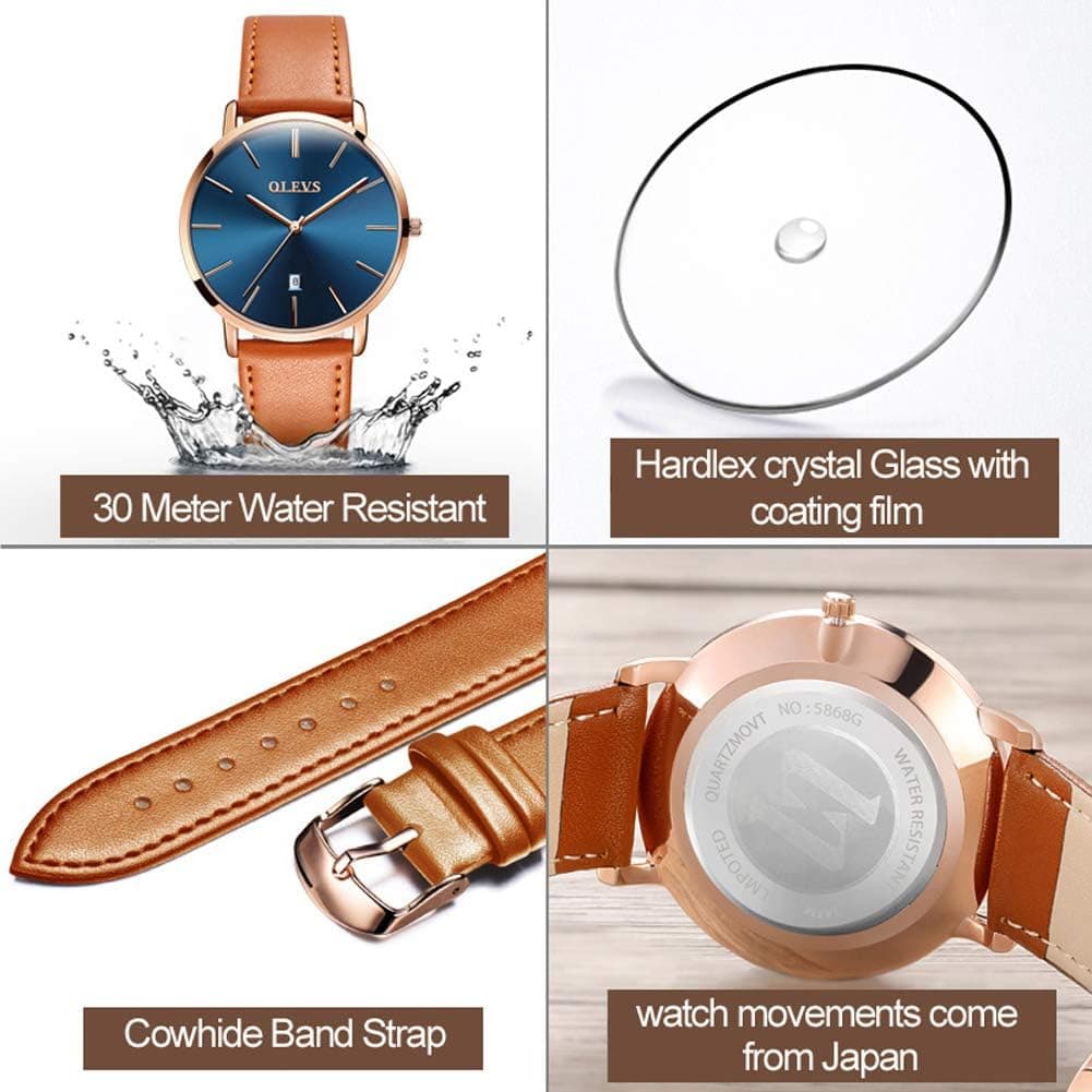 OLEVS Ladies Black Business Watch with Easy Read Calendar Display, Waterproof Simple Classic Design and Premium Gift Box Packaging for Women — 4 of 5