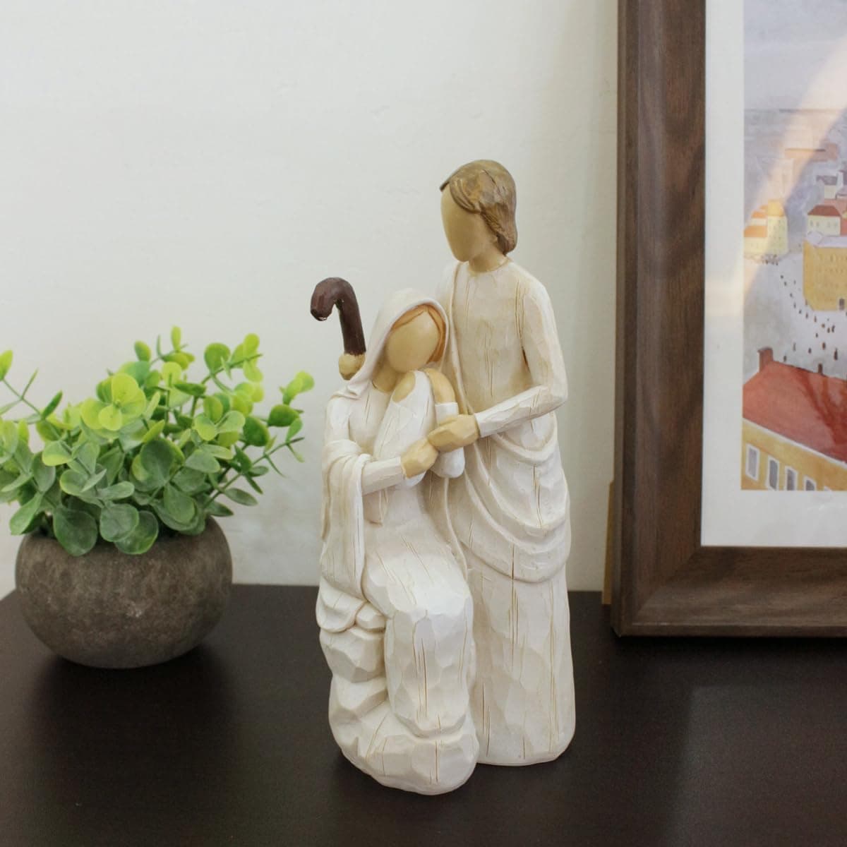 Ouwealy 8.3 Inch Nativity Set Indoor Jesus Figure Nativity Scene Handcrafted Resin Holy Family Statue with Virgin Mary Joseph Figurine — 4 of 5