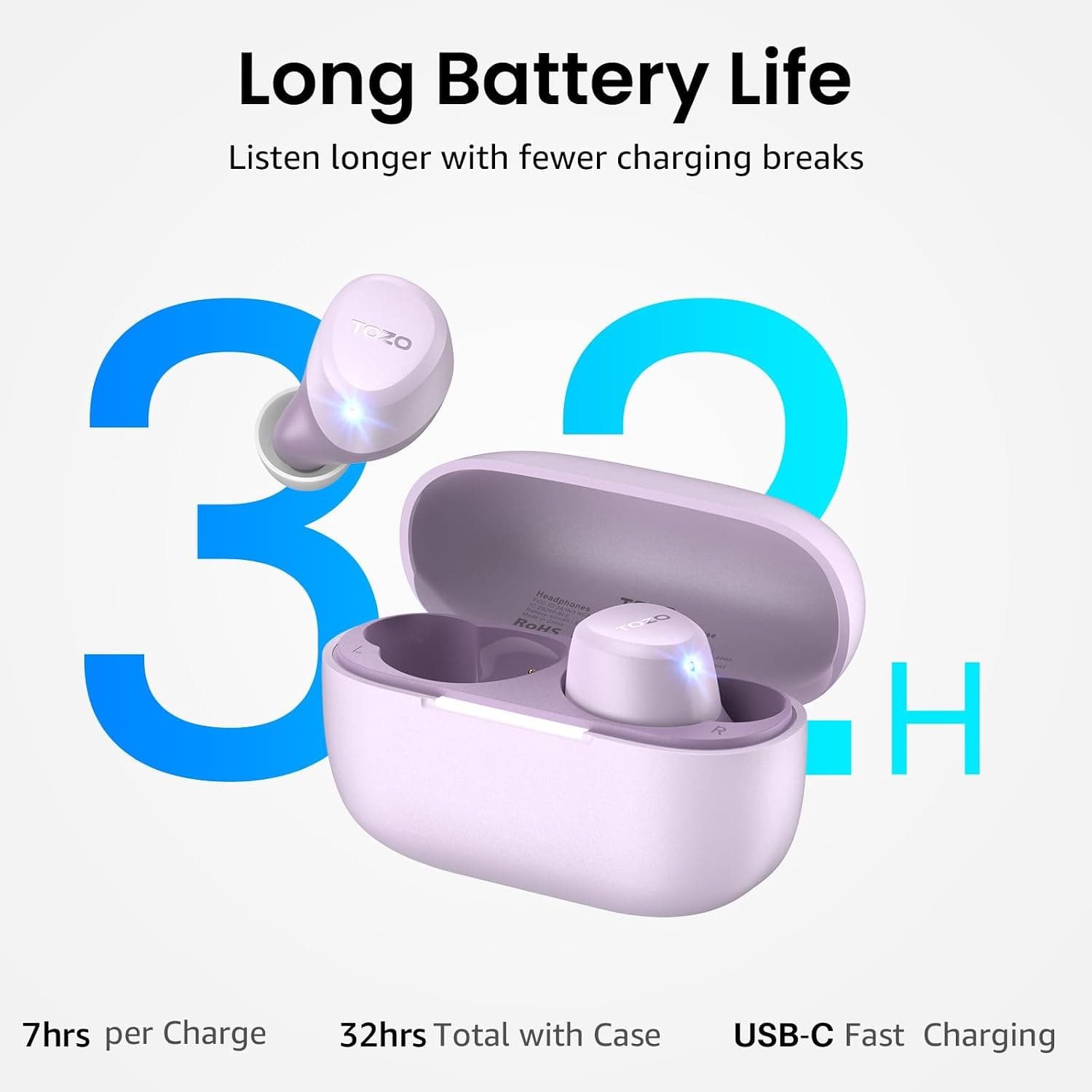 TOZO A1 Wireless Earbuds Bluetooth 5.3 Lightweight In-Ear Headphones with Built-In Microphone, Touch Control and Immersive Deep Bass Sound Quality — 5 of 5