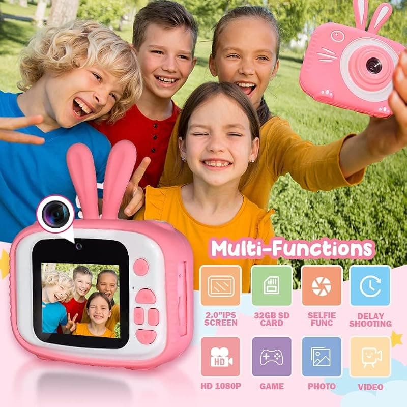 Vasttron Kids Camera for Girls Boys 3-12 Years Old Selfie Children Camera with 1080P HD Digital Video, Bunny Design and 32GB SD Card Included — 2 of 5